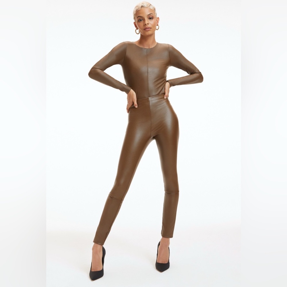 Good American Faux Leather Pants/Leggings | Light Mocha | Size 0